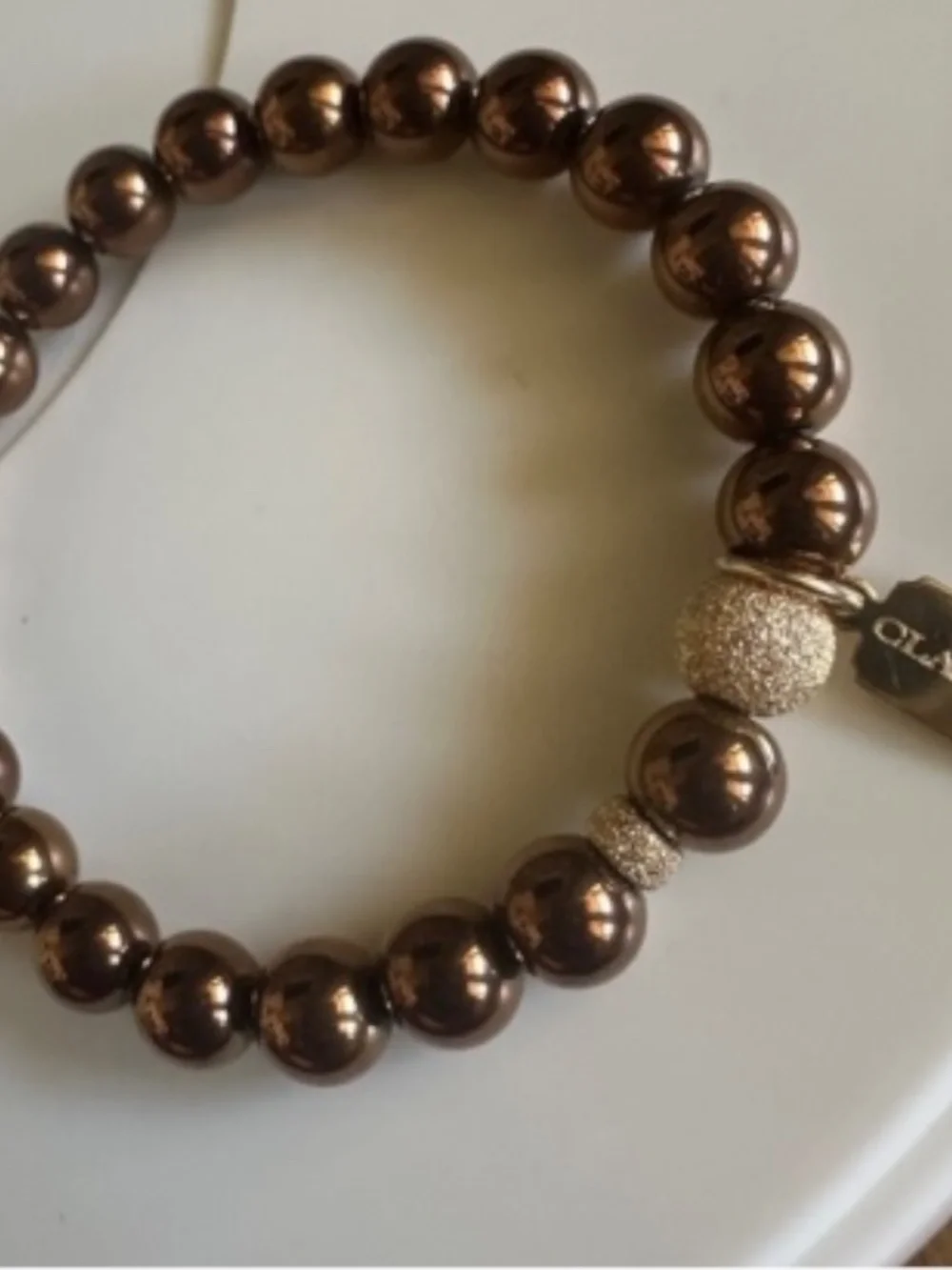 Classic 8mm Bronze Hematite Stretch Bracelet Gold Filled Accents | Minimalist